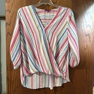 Stripped high low top. 3/4 sleeves.